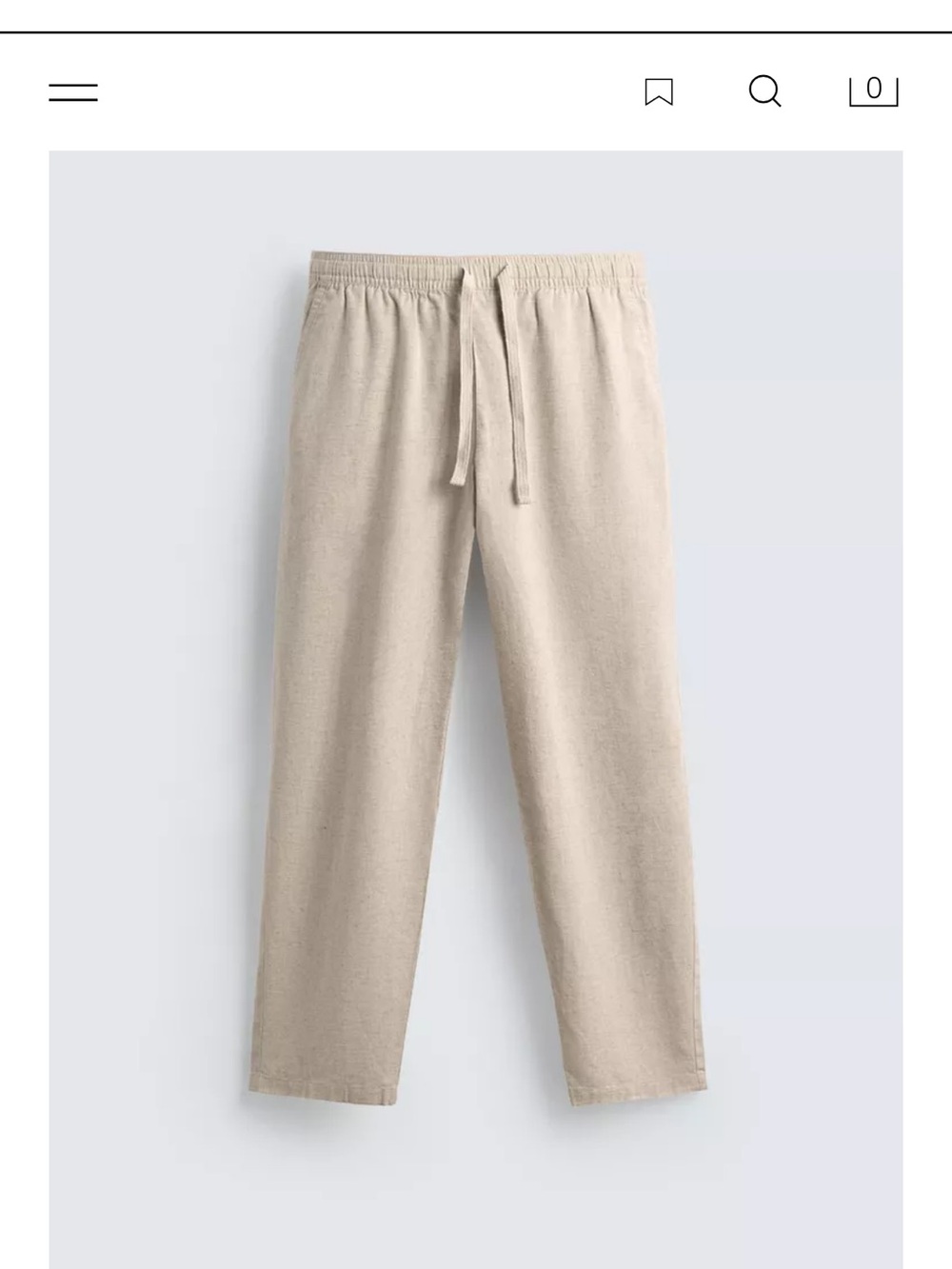 Zara Men's Drawstring Joggers in Light Beige